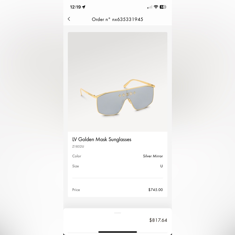Louis Vuitton Golden Mask Sunglasses AUTHENTIC! Z1852U